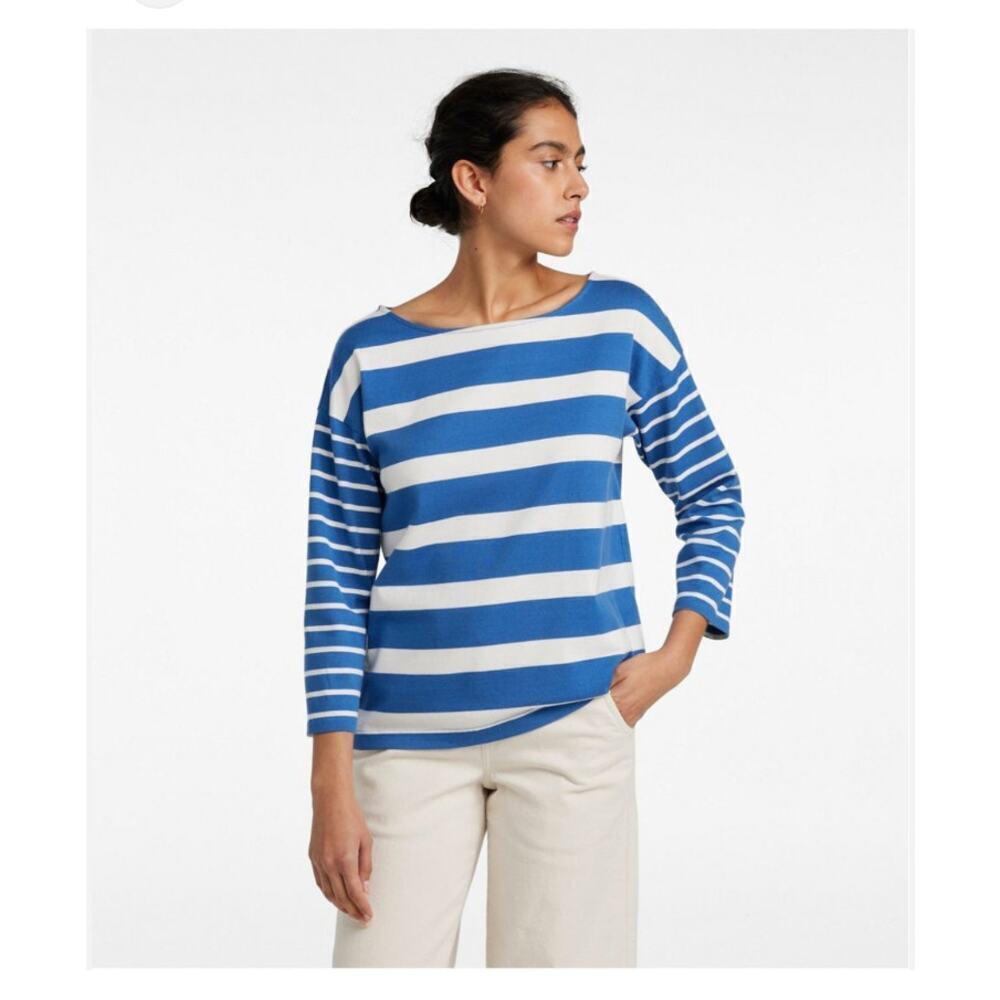 LL Bean Womans Heritage Mariner Striped Top Size Medium